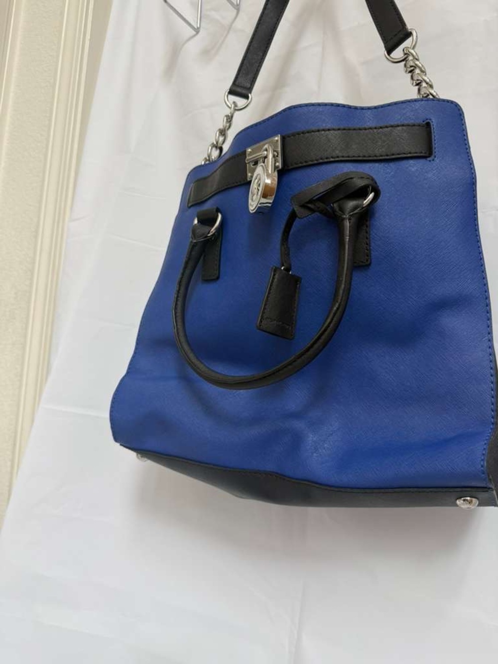 Michael Kors Cobalt Blue Tote with Black Trim and Silver Hardware